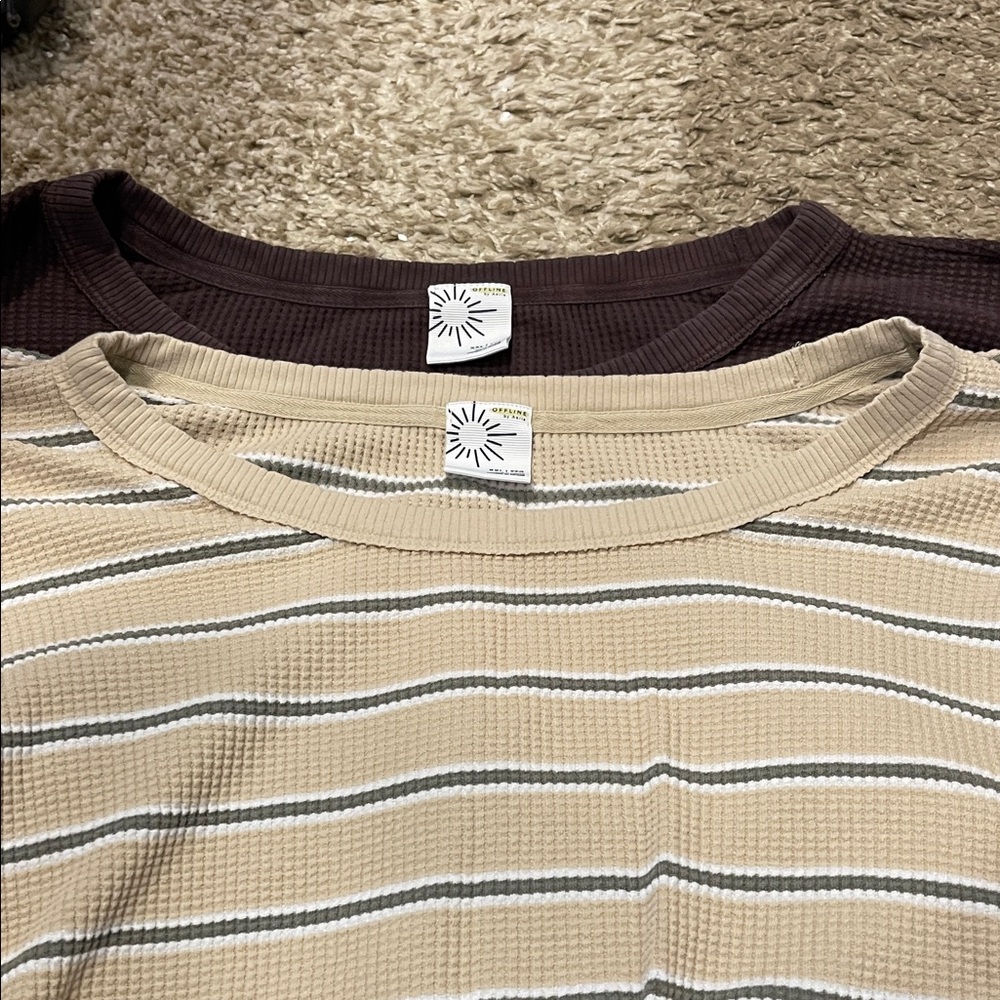 Aerie Tan and Brown Striped Top